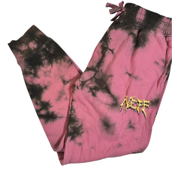 NWT NEFF Men’s Pink Black Tie Dye Weird Times Athletic Sweatpants Joggers Size M - Picture 2 of 15